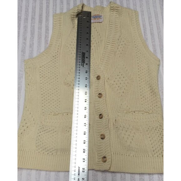 Vintage Sturbridge by Roosevelt V-Neck Knitted Sweater Vest Button-Front Cream - Picture 5 of 5